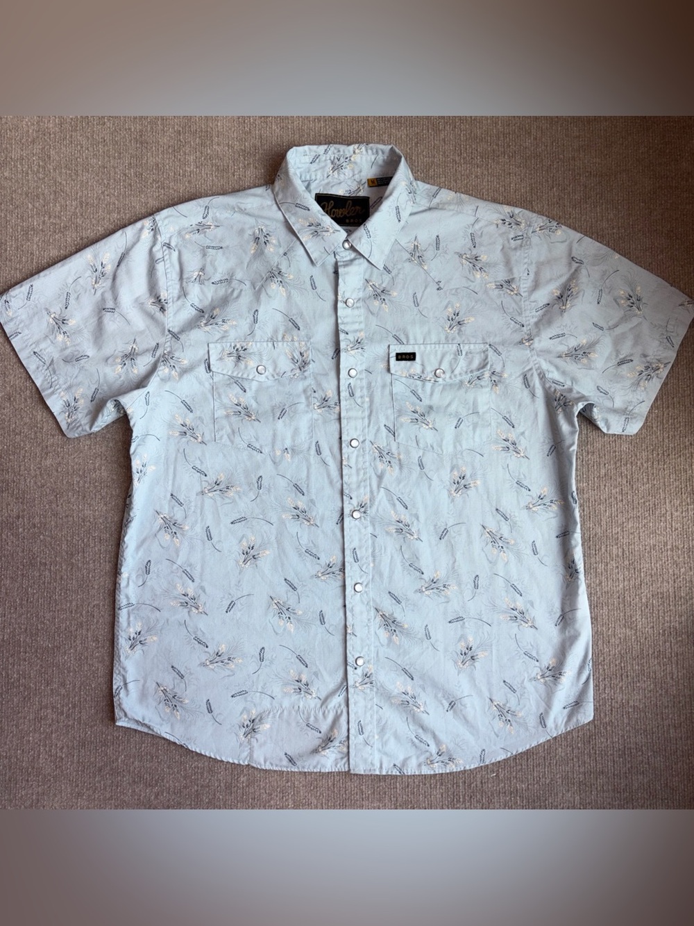 Howler BROS Men’s M Pearl Snap Shirt Botanical Wheat and Feather Print